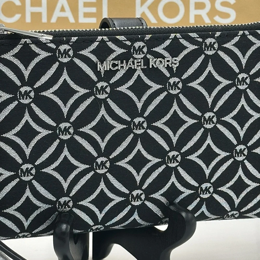 Michael Kors Jet Set Travel Large Double-Zip Wallet-PhoneHolder Black Multi - Picture 4 of 13